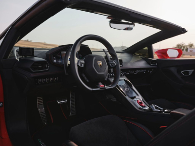 Red Lamborghini Huracan Evo Spyder Rental Dubai