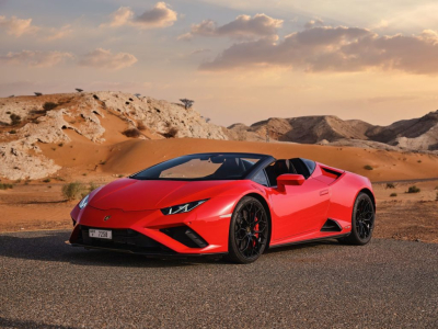 Red Lamborghini Huracan Evo Spyder Rental Dubai