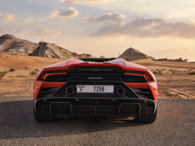 Red Lamborghini Huracan Evo Spyder Rental Dubai