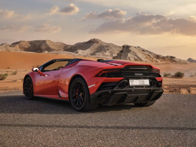 Red Lamborghini Huracan Evo Spyder Rental Dubai