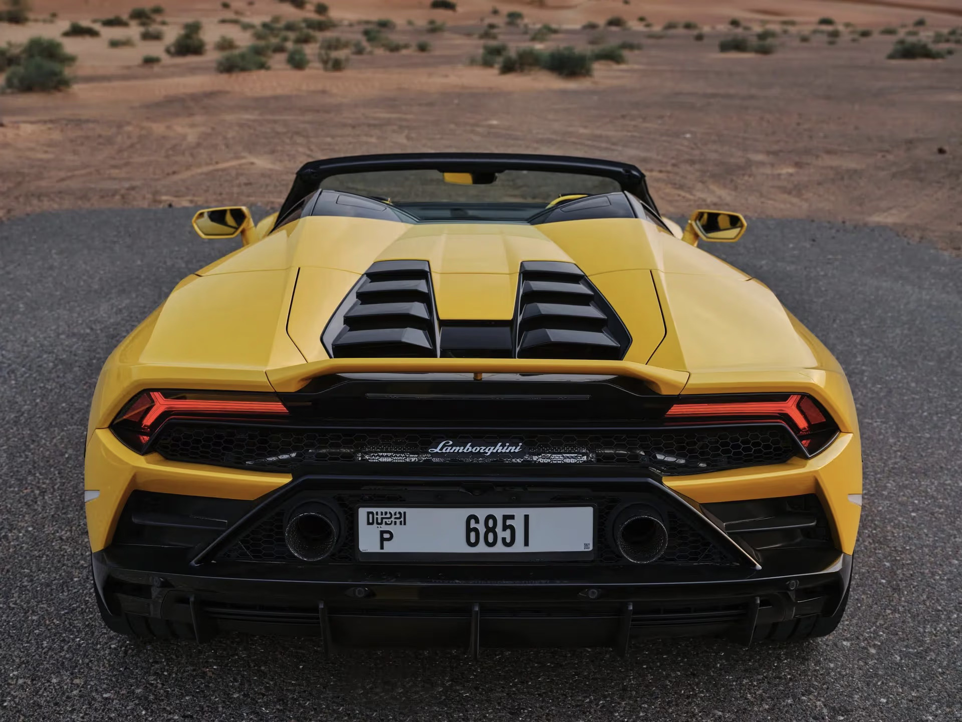 Yellow Lamborghini Huracan Evo Spyder for Rent in Dubai