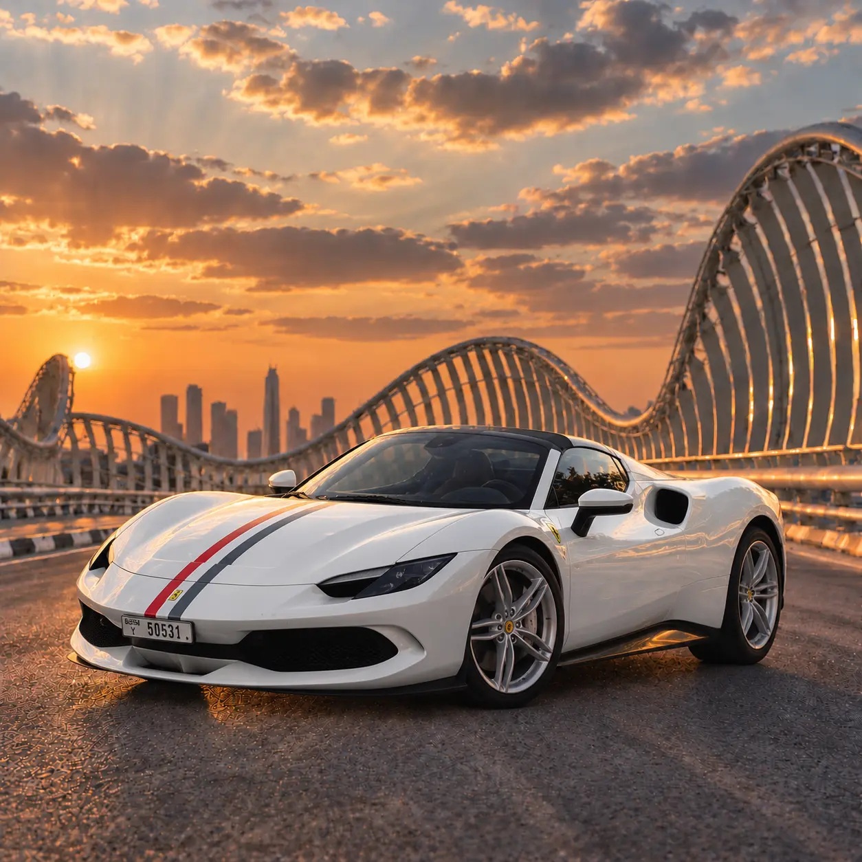 Ferrari 296 GTS White Rental in Dubai