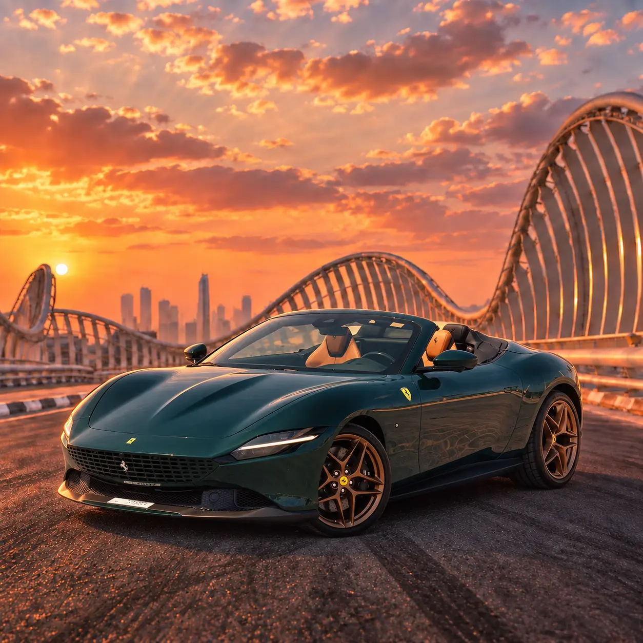 Ferrari Roma Spider Green Rental in Dubai