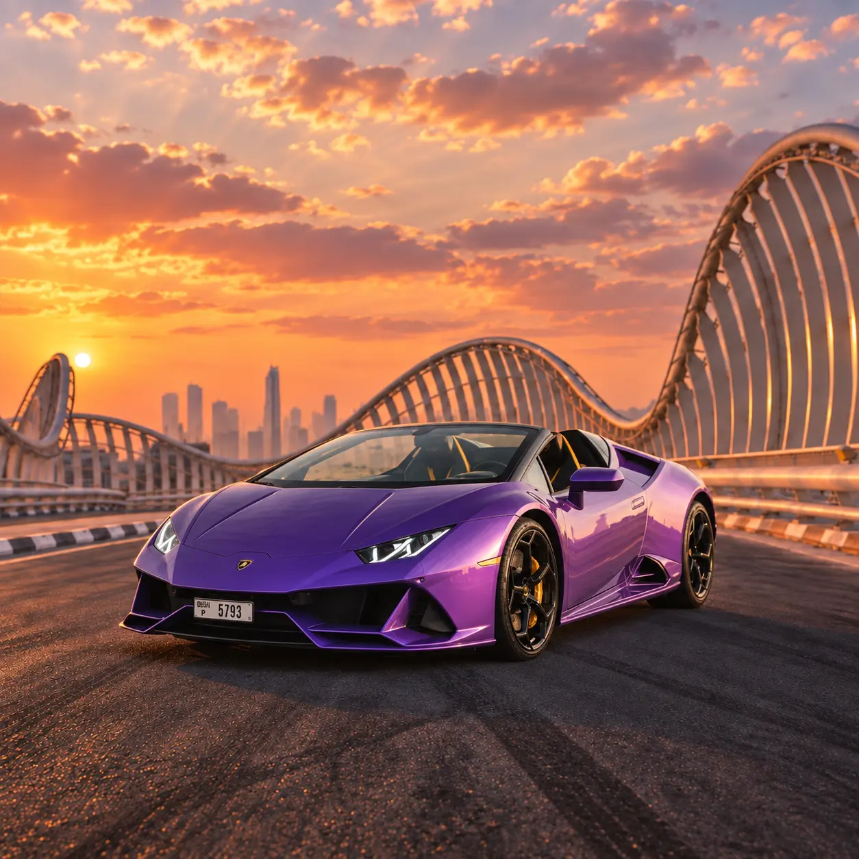 Lamborghini Huracan Evo Spyder Purple rental in Dubai