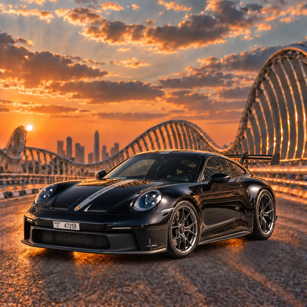 Black Porsche 911 GT3 rental in Dubai