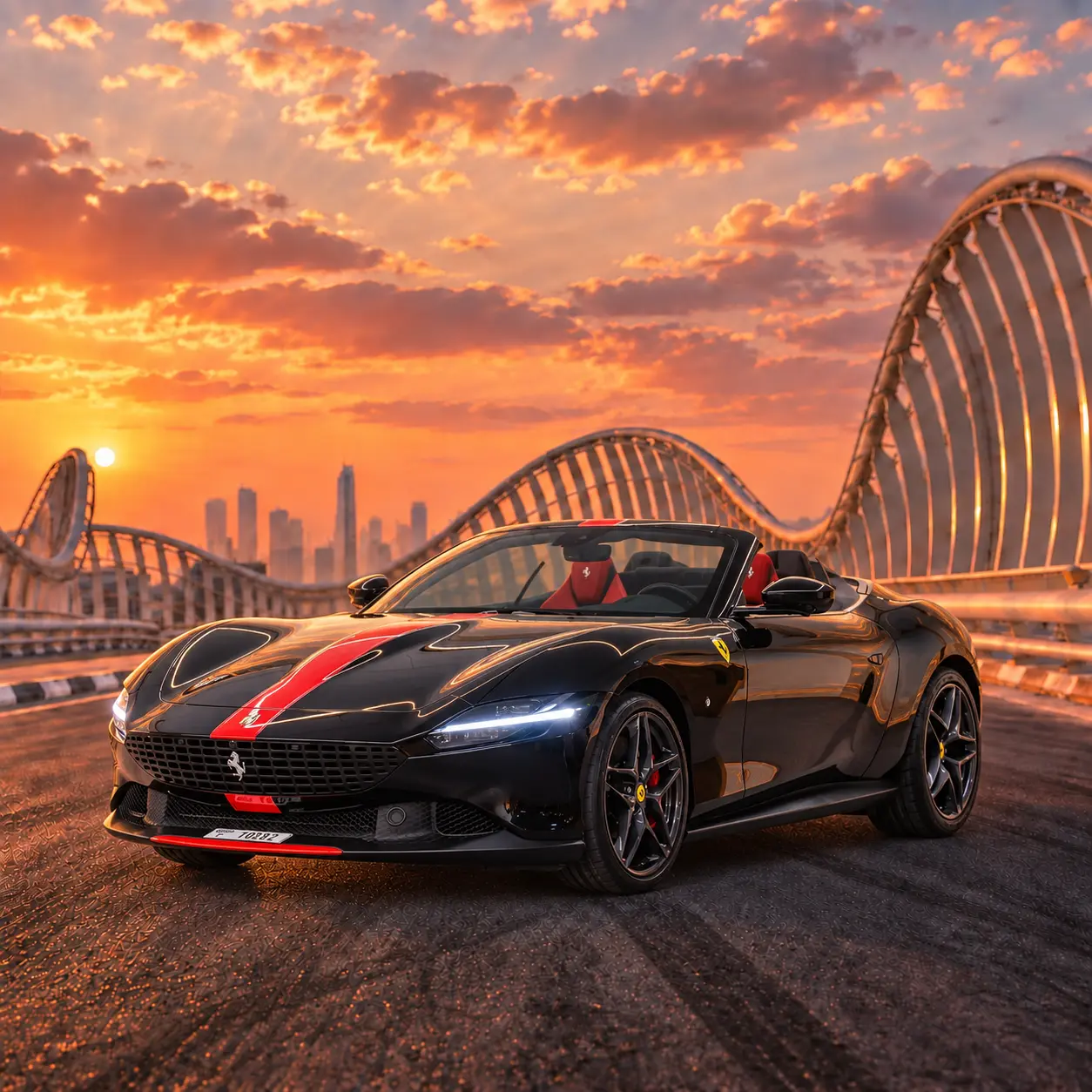 Ferrari Roma Spider Black Rental in Dubai