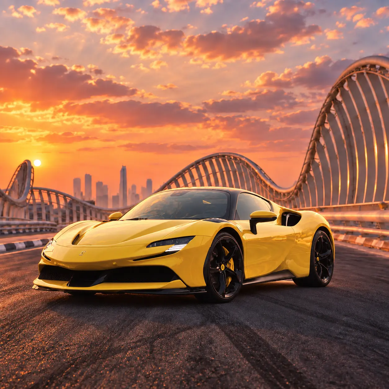 Ferrari SF90 Stradale Yellow Rental in Dubai