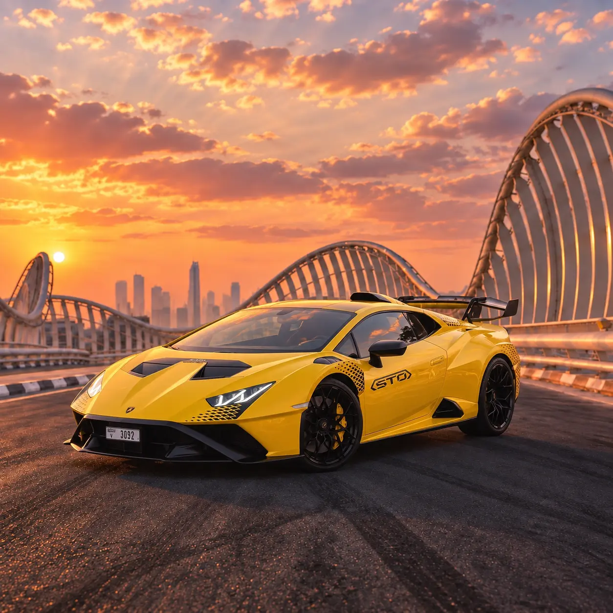 Lamborghini Huracan STO Yellow rental in Dubai