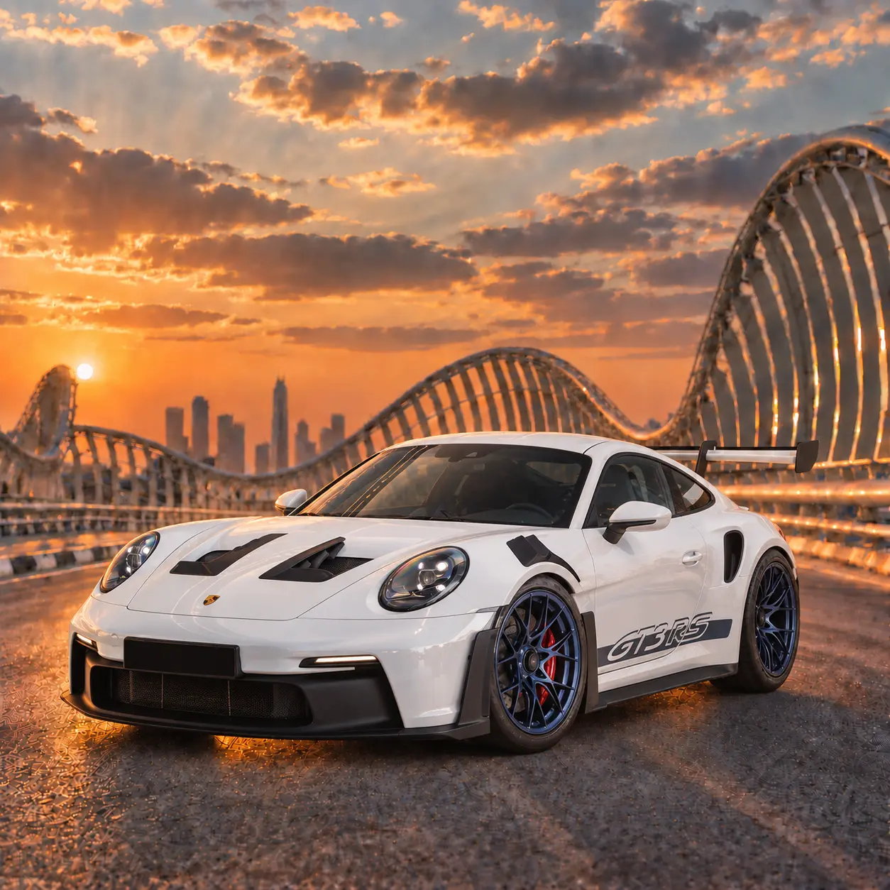 White Porsche 911 GT3 RS rental in Dubai