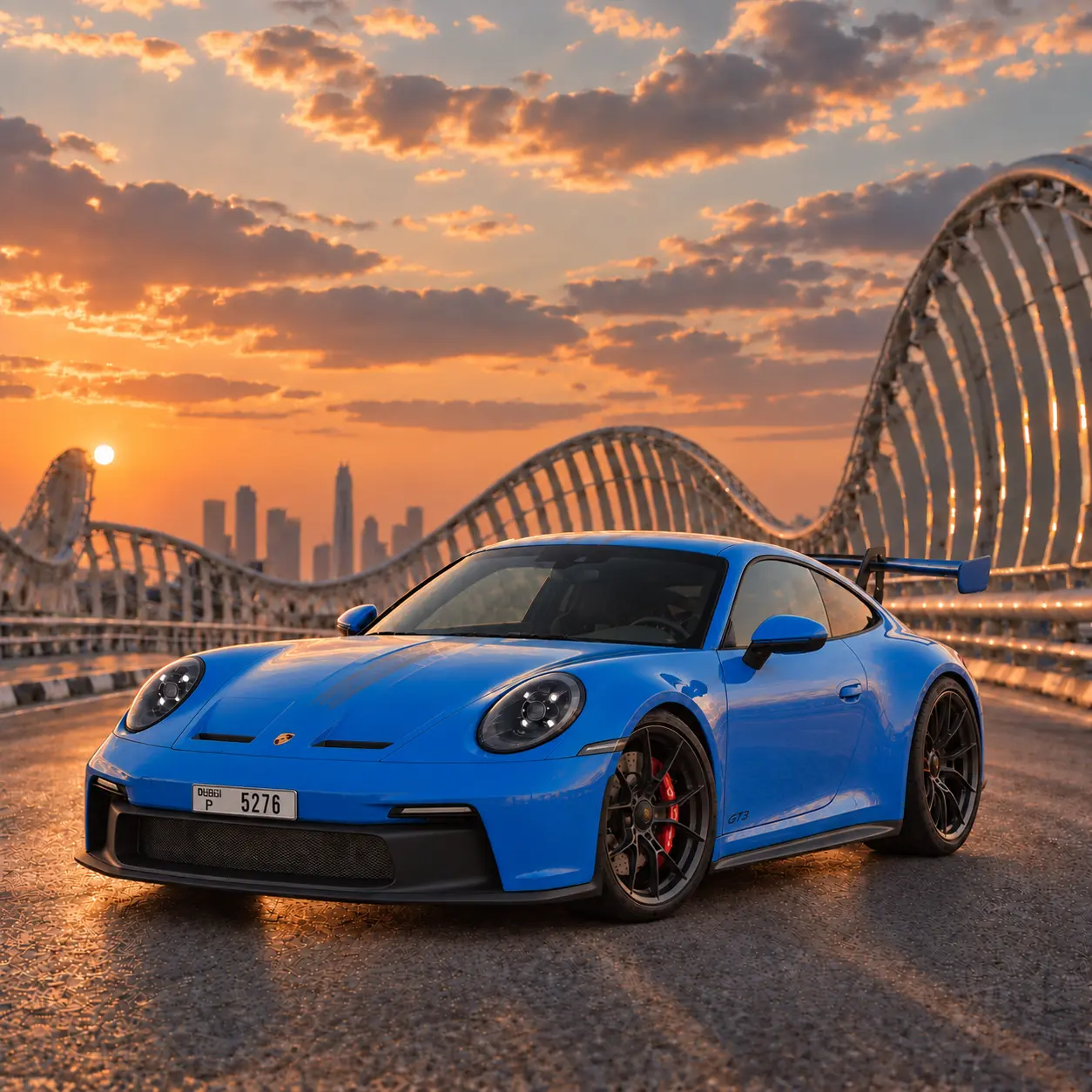Blue Porsche 911 GT3 rental in Dubai