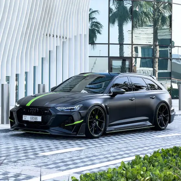 Nardo Grey Audi RS6 Mansory rental in Dubai