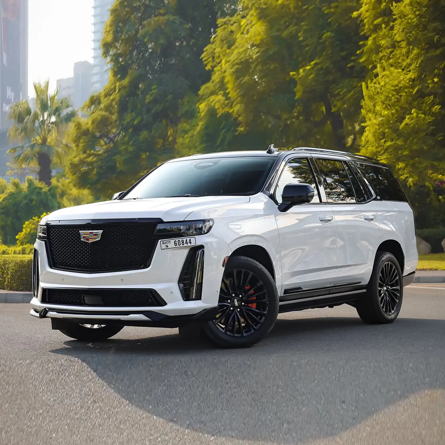 White Cadillac Escalade V rental in Dubai