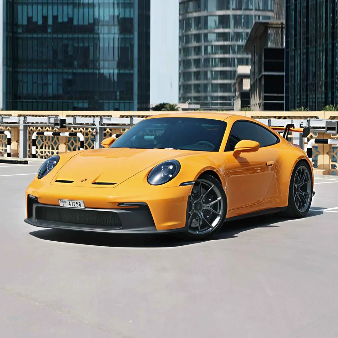 Orange Porsche 911 GT3 rental in Dubai